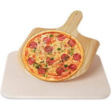 Cordierite Pizza Stone for Oven and Grill,15 x 12 inch Baking/Grilling Stone with Wooden Pizza Rectangular Plate